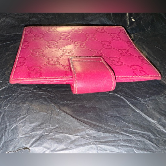 GUCCI Vintage Pink GG Logo Agenda Day Planner Binder Cover Leather AUTHENTIC - Picture 5 of 6